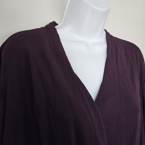 M.M. LaFleur Womens +3 Dark Purple Plum Quarter Sleeve Draped Front Blouse 22 24 - Picture 2 of 7